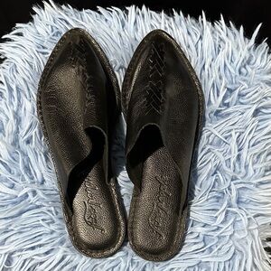 Free People Black Leather Mules
